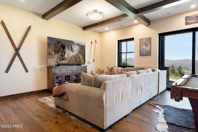 620 Jouflas Ranch Rd, Wolcott, CO 81655 - living area with beam ceiling and dark wood-type flooring