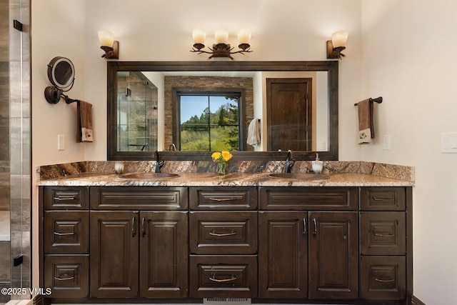 620 Jouflas Ranch Rd, Wolcott, CO 81655 - bathroom featuring double vanity and a tile shower