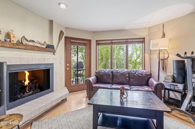 411 Eagle Dr Unit 10, Eagle-Vail, CO 81620 - living area with a fireplace, wood finished floors, and recessed lighting