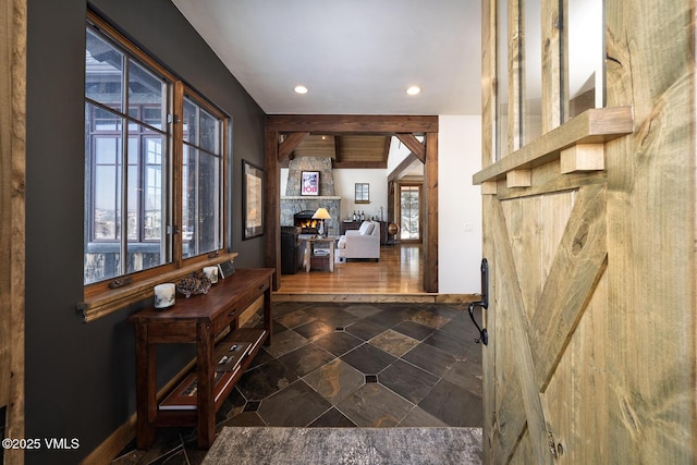93 S Penstemon Ln, Eagle, CO 81631 - interior space featuring baseboards, a fireplace, and recessed lighting