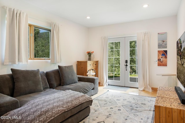 living room with french doors