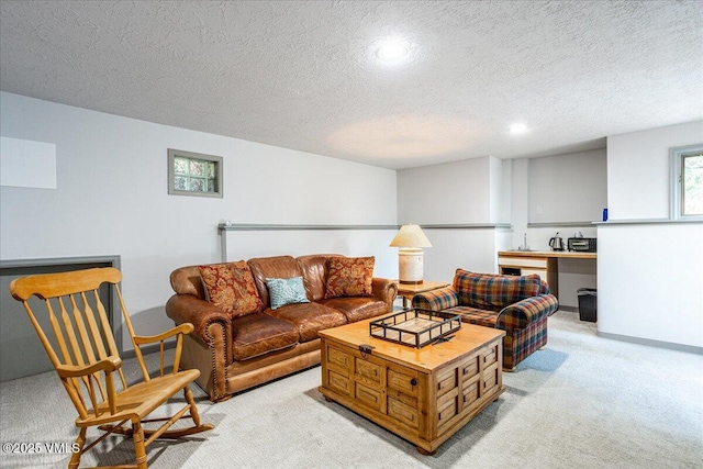 780 Deer Blvd, Avon, CO 81620 - living area featuring light colored carpet, a textured ceiling, and recessed lighting