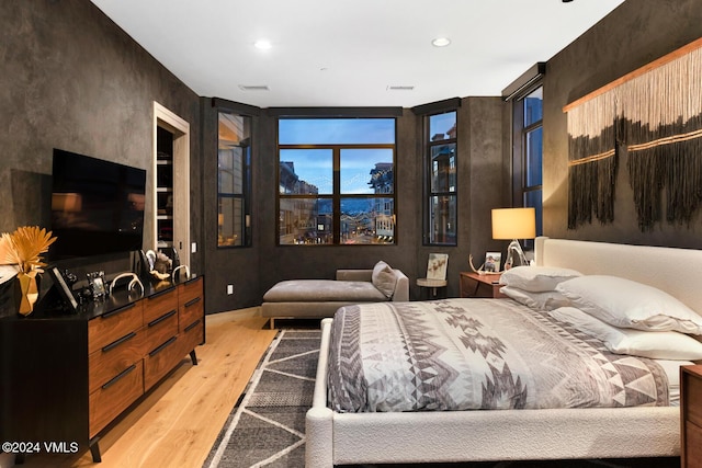 bedroom featuring light hardwood / wood-style flooring