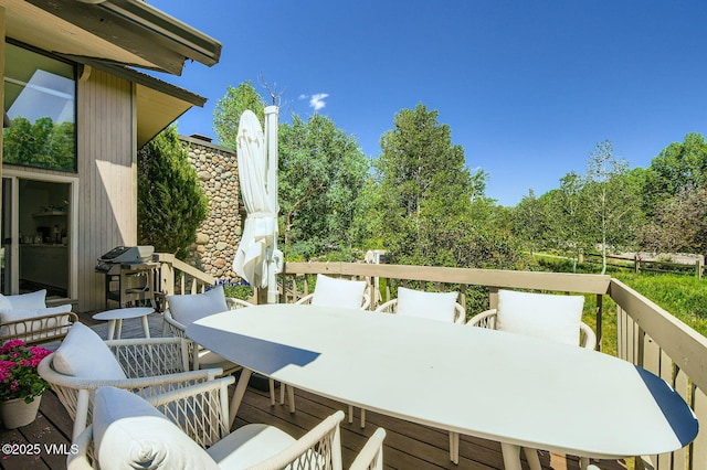 8 Charolais Cir, Edwards, CO 81632 - wooden terrace featuring outdoor dining area and area for grilling