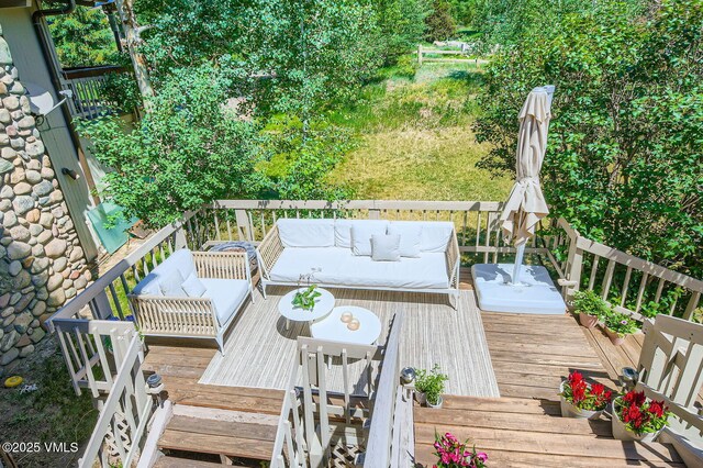 8 Charolais Cir, Edwards, CO 81632 - wooden terrace featuring an outdoor hangout area