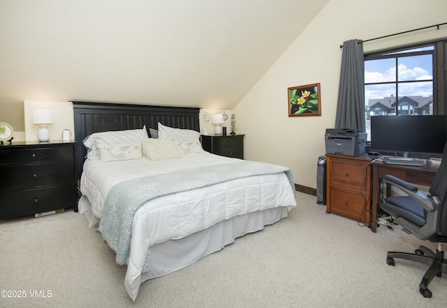75 Aster Ct, Eagle, CO 81631 - bedroom featuring lofted ceiling, light carpet, and a desk