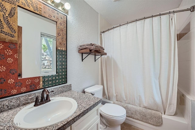 3078 Wildridge Rd Unit D, Avon, CO 81620 - full bath featuring a textured wall, vanity, shower / bath combo, and a textured ceiling