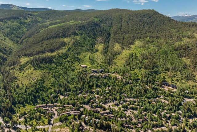 2540 Kinnikinnick Rd Unit G-2, Vail, CO 81657 - aerial view of property's location with a heavily wooded area and mountains