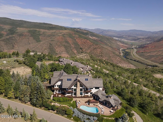 aerial view featuring a mountain view