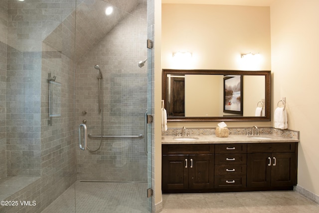 179 S Fairway Dr, Beaver Creek, CO 81620 - bathroom with double vanity and a shower stall