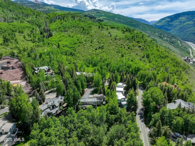 777 Potato Patch Dr Unit A, Vail, CO 81657 - drone / aerial view of a heavily wooded area and a mountain backdrop
