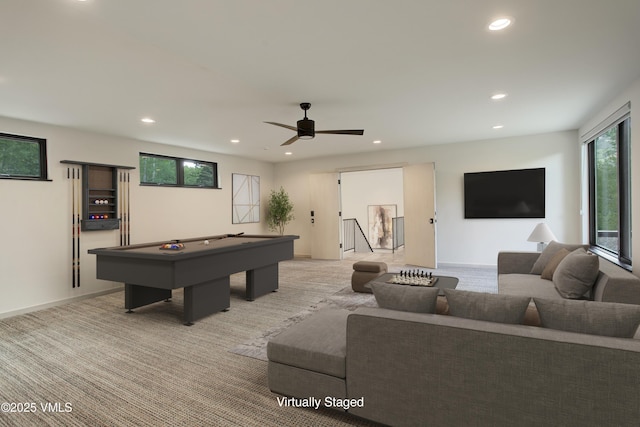 777 Potato Patch Dr Unit A, Vail, CO 81657 - playroom with recessed lighting, billiards table, light carpet, and a ceiling fan