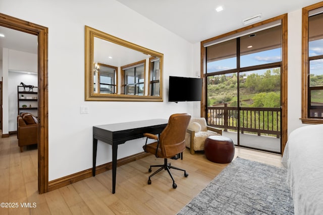 295 Main St Unit R305, Edwards, CO 81632 - office area featuring light wood-type flooring, baseboards, and recessed lighting