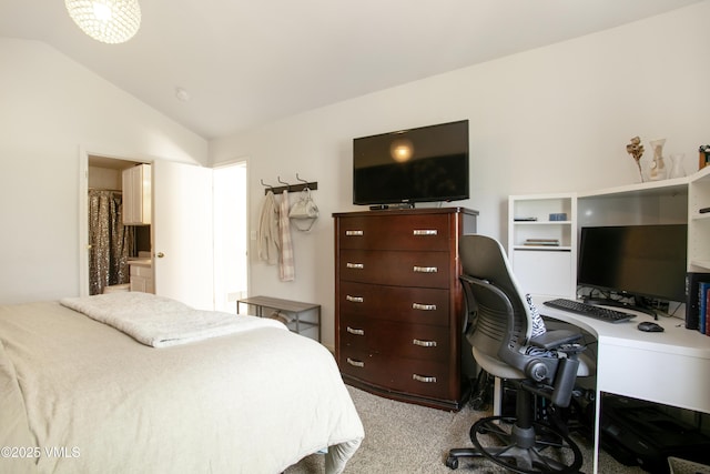 443 Porphyry Rd Unit F, Gypsum, CO 81637 - bedroom with vaulted ceiling, carpet floors, and an office area