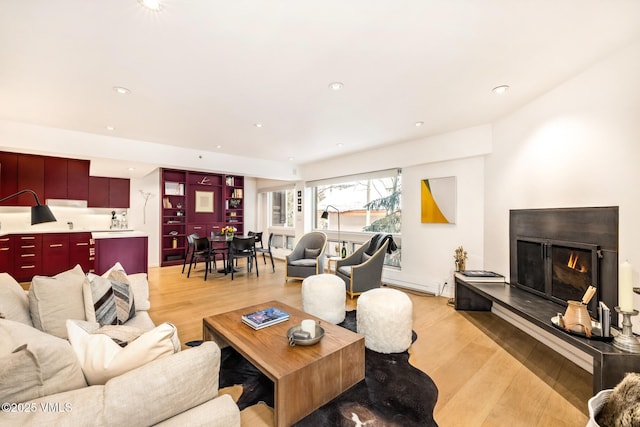 living room featuring light wood-type flooring