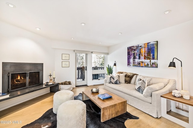 living room with light hardwood / wood-style floors