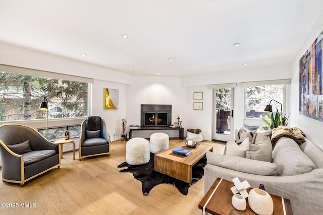 living room with light hardwood / wood-style floors