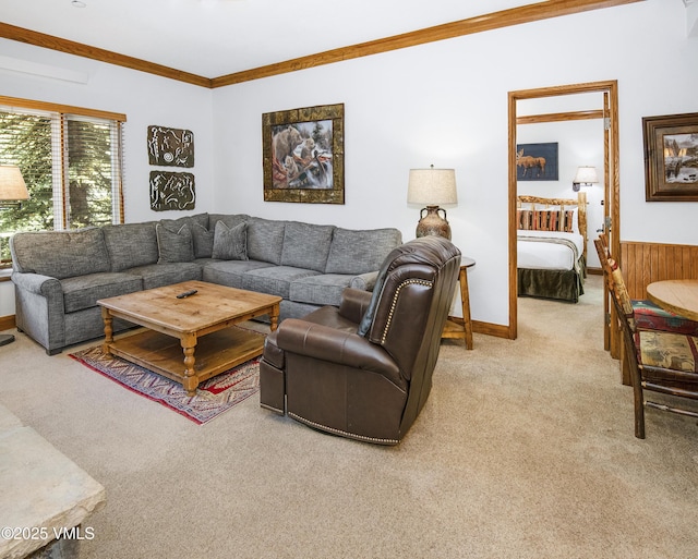 120 Offerson Rd Unit 6140, Beaver Creek, CO 81620 - living room featuring light colored carpet and ornamental molding
