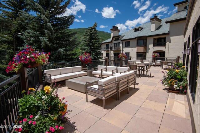 120 Offerson Rd Unit 6140, Beaver Creek, CO 81620 - view of patio / terrace featuring outdoor lounge area, outdoor dining space, and a residential view