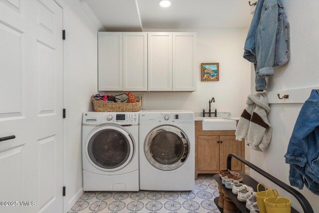 971 Winslow Rd, Edwards, CO 81632 - laundry room featuring cabinet space, washing machine and clothes dryer, and recessed lighting