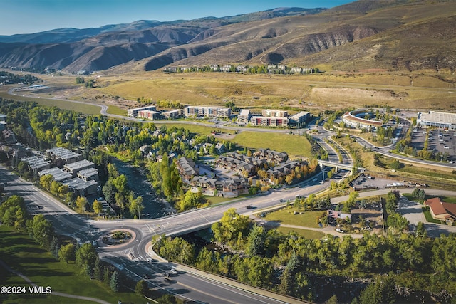 drone / aerial view with a mountain view