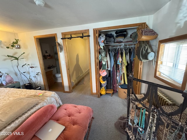 409 Washington St, Eagle, CO 81631 - carpeted bedroom featuring a closet, ensuite bathroom, and baseboard heating