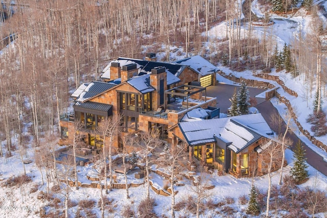 view of snowy aerial view