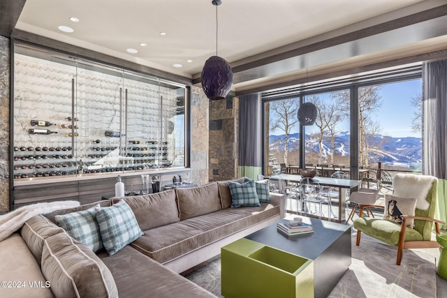 living room with a mountain view