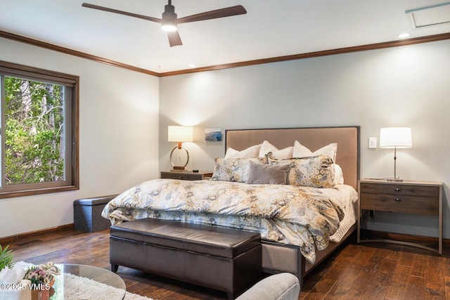 103 Meile Ln, Edwards, CO 81632 - bedroom featuring hardwood / wood-style floors, ornamental molding, baseboards, a ceiling fan, and recessed lighting
