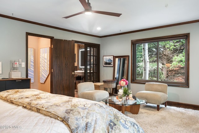 103 Meile Ln, Edwards, CO 81632 - bedroom featuring baseboards, carpet floors, crown molding, and recessed lighting