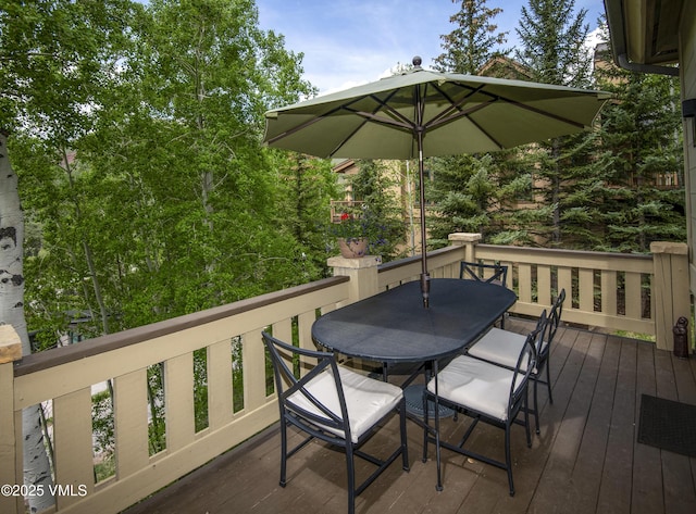 2241 Tahoe Dr, Vail, CO 81657 - wooden terrace with outdoor dining space