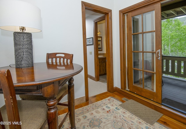 2241 Tahoe Dr, Vail, CO 81657 - dining area featuring wood finished floors and baseboards