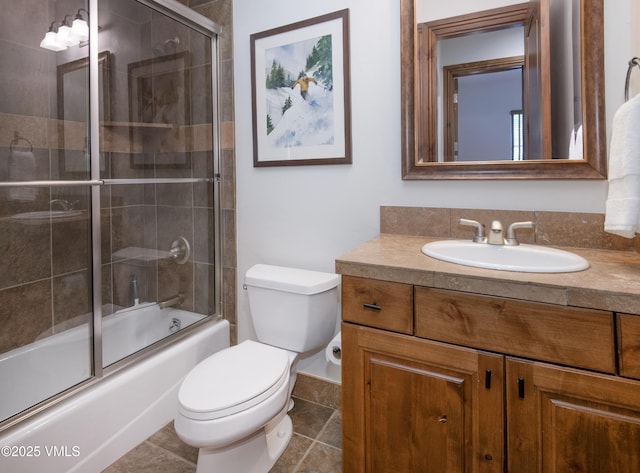 2241 Tahoe Dr, Vail, CO 81657 - bathroom with toilet, vanity, and bath / shower combo with glass door