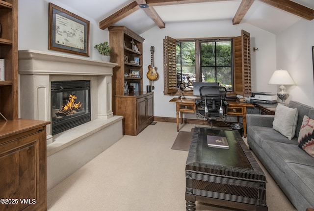 2241 Tahoe Dr, Vail, CO 81657 - carpeted living area featuring a desk and a premium fireplace