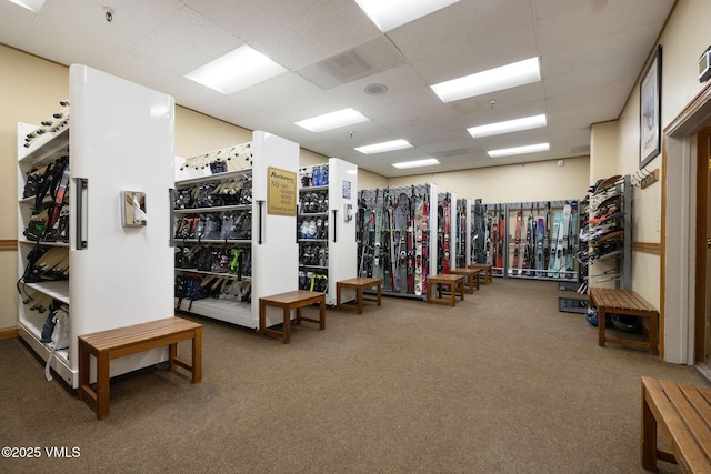 684 W Lionshead Cir Unit 304, Vail, CO 81657 - exercise room with a drop ceiling and carpet flooring