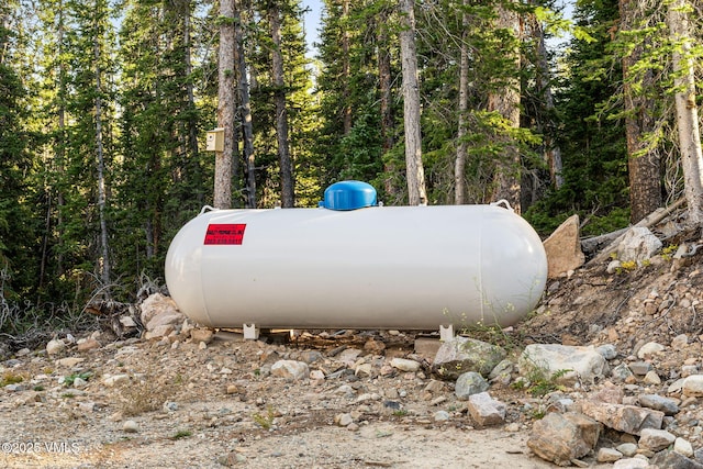 408 El Lobo Ln, Fairplay, CO 80440 - exterior view of gas tank and a heavily wooded area