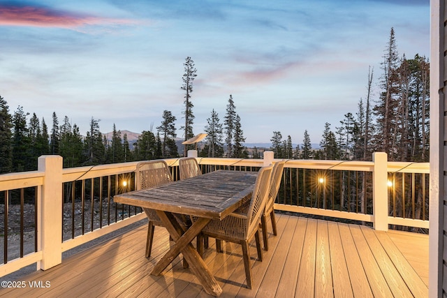 408 El Lobo Ln, Fairplay, CO 80440 - deck with outdoor dining space and a mountain view
