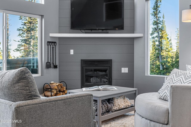 408 El Lobo Ln, Fairplay, CO 80440 - living room with healthy amount of natural light and a glass covered fireplace