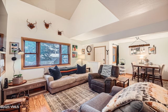 living room with hardwood / wood-style floors