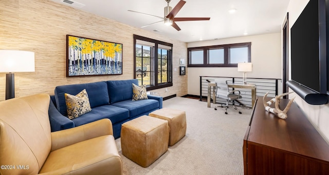 367 Hunters View Ln, Eagle, CO 81631 - office area with a ceiling fan, carpet floors, and baseboards