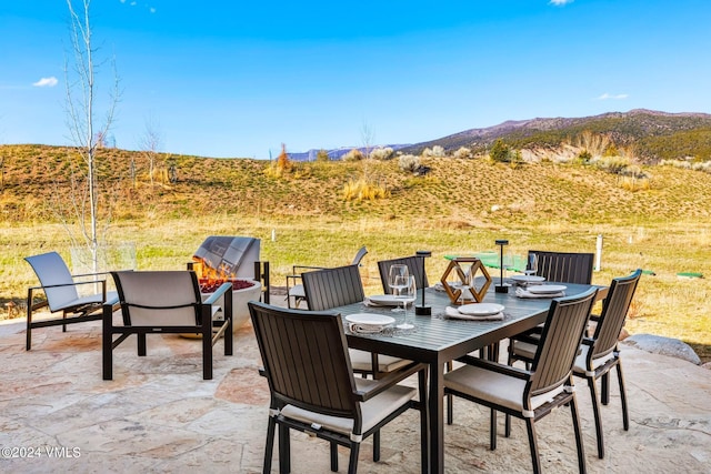 367 Hunters View Ln, Eagle, CO 81631 - view of patio / terrace featuring a mountain view and outdoor dining area