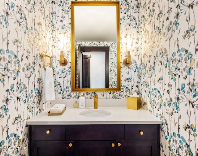 367 Hunters View Ln, Eagle, CO 81631 - bathroom with wallpapered walls and vanity