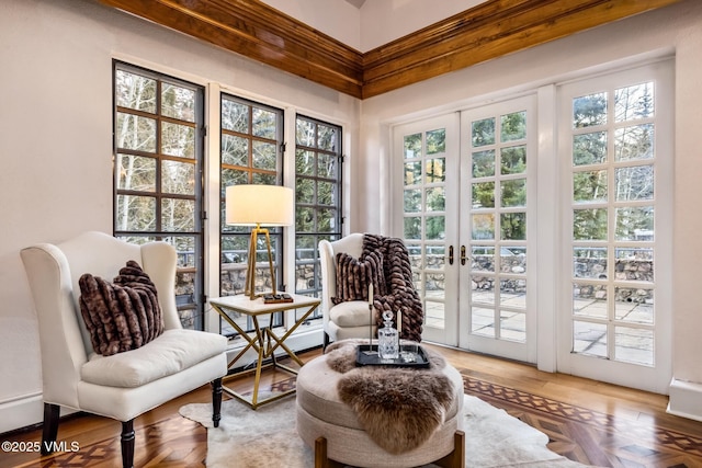 sunroom featuring french doors