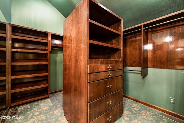 spacious closet with carpet floors