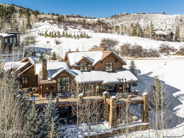 exterior space featuring a mountain view