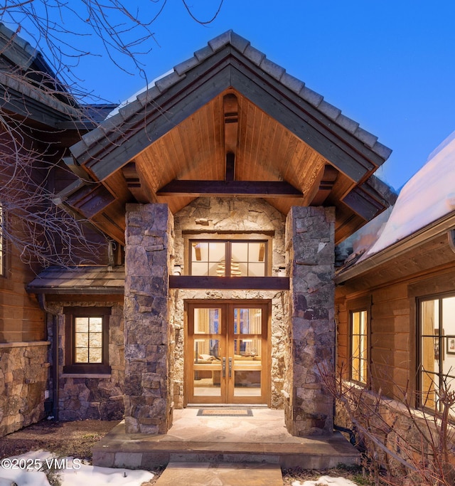 entrance to property with french doors