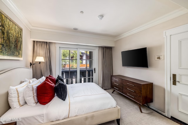 1 Willow Bridge Rd Unit 36, Vail, CO 81657 - bedroom with crown molding, light colored carpet, and access to outside