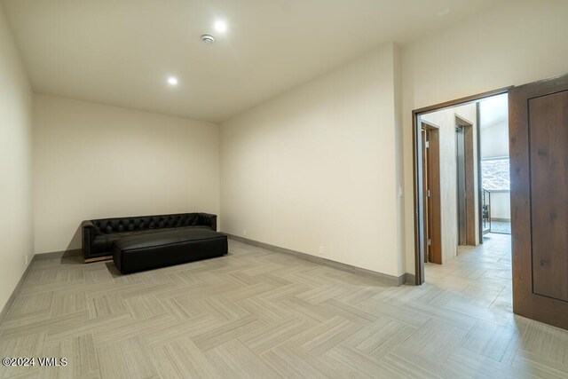 living area with light parquet floors