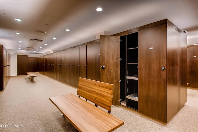 interior space with recessed lighting and carpet