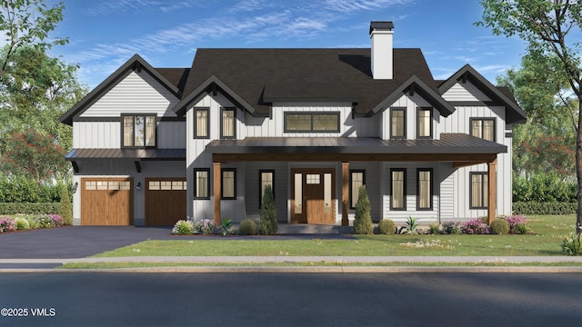 53 Sawmill Cir, Eagle, CO 81631 - modern farmhouse featuring a standing seam roof, board and batten siding, covered porch, and metal roof